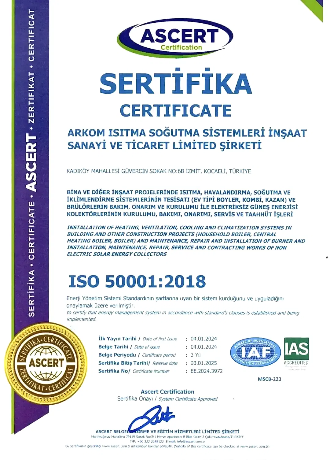 Arkom Teknik Sertifika - İso 50001 Enerji Yönetim Sistemi - iso-50001-enerji-yonetim-sistemi