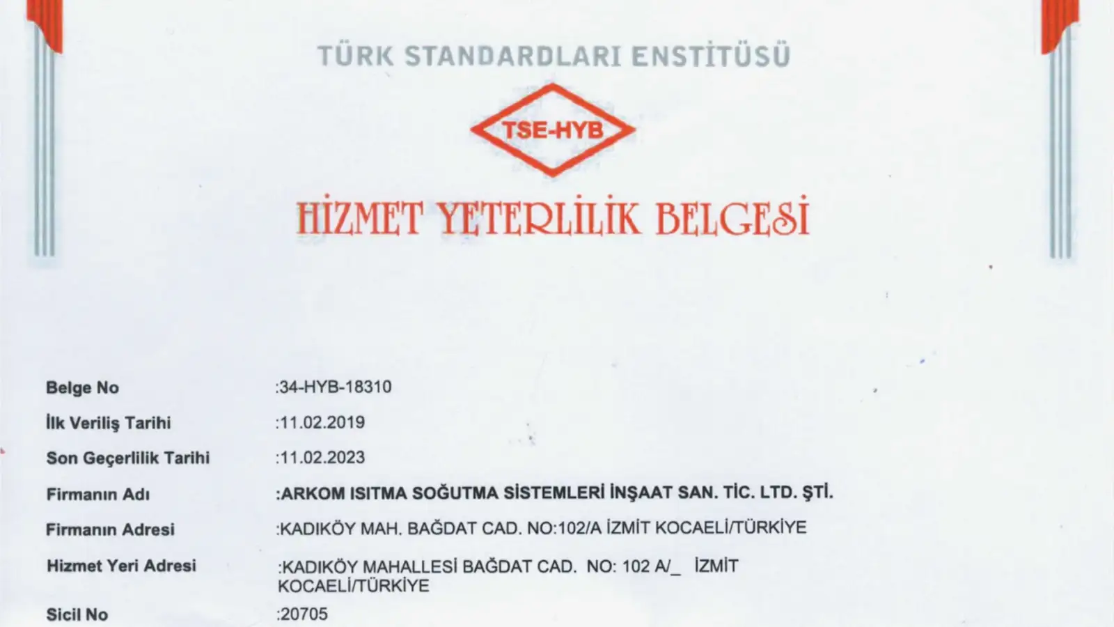 Arkom Teknik Sertifika - TSE Belgesi - TSE BELGESİ-4